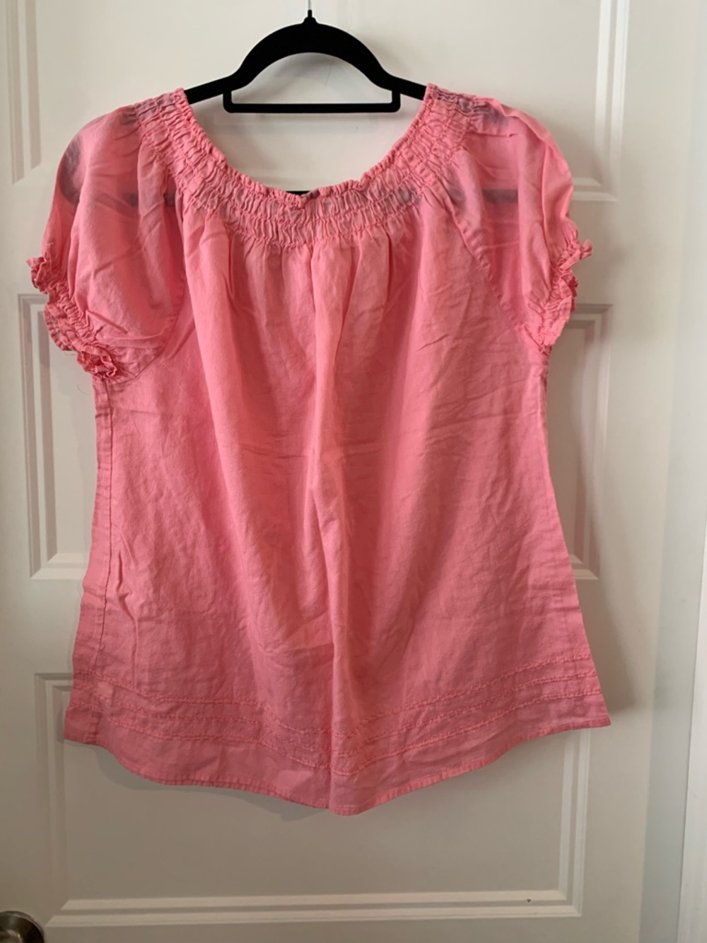 Women's light cotton short sleeves blouse with embroidery size L